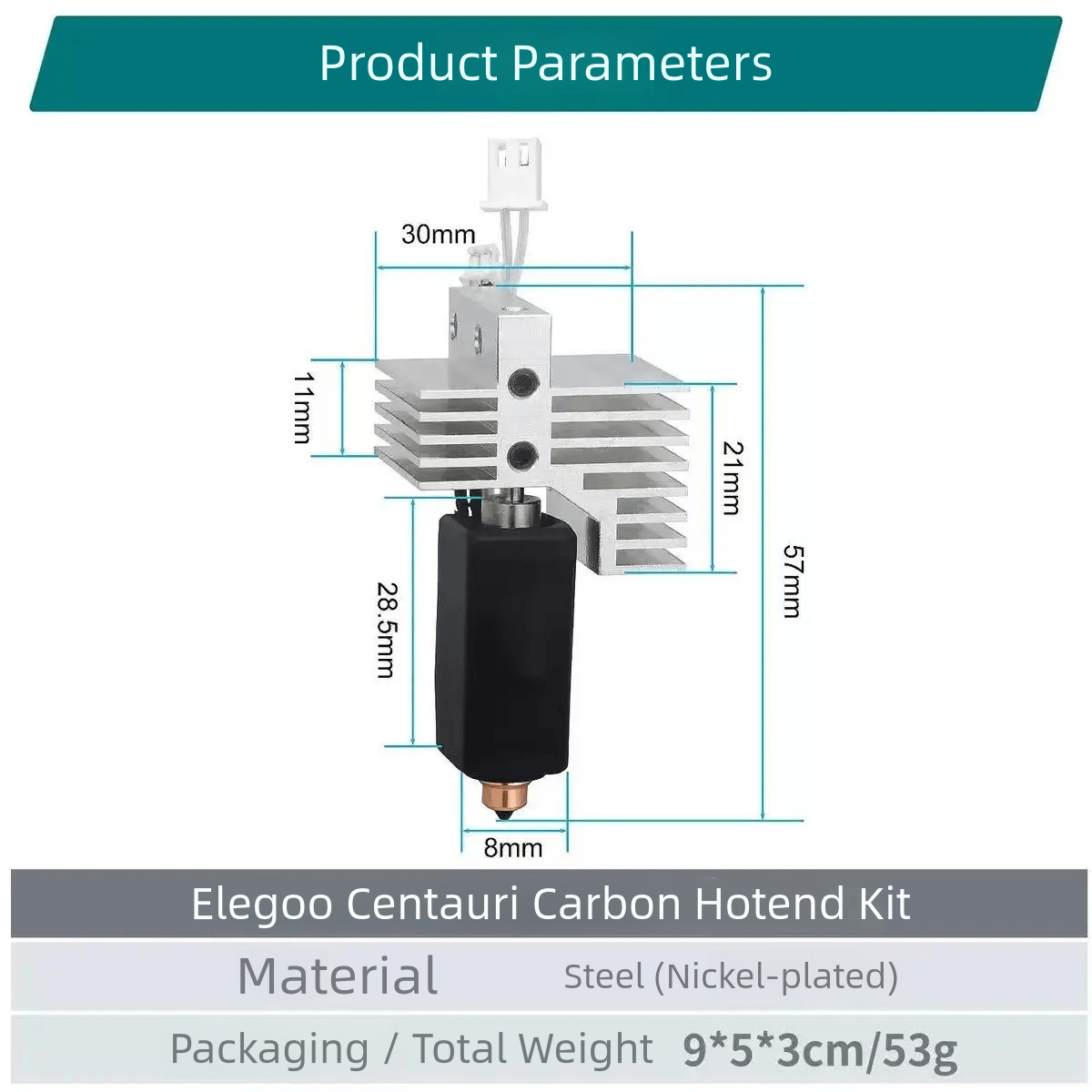 0.4MM Ceramic Hotend for Elegoo Centauri Carbon Hardened Steel Brass Nozzle Extruder Kit - Innocube3d