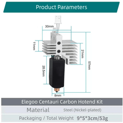 0.4MM Ceramic Hotend for Elegoo Centauri Carbon Hardened Steel Brass Nozzle Extruder Kit - Innocube3d