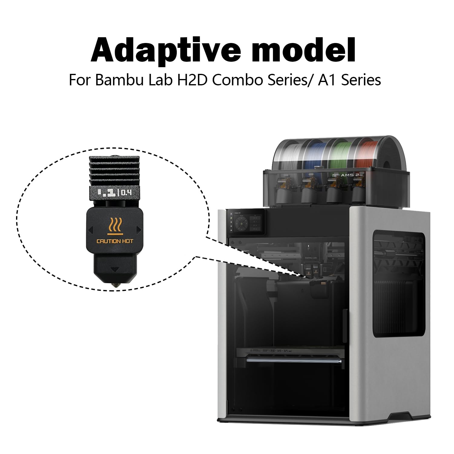 High Flow 0.4mm Hardened Steel Nozzle Hotend Kit for Bambu Lab H2D A1 A1 Mini - Innocube3d