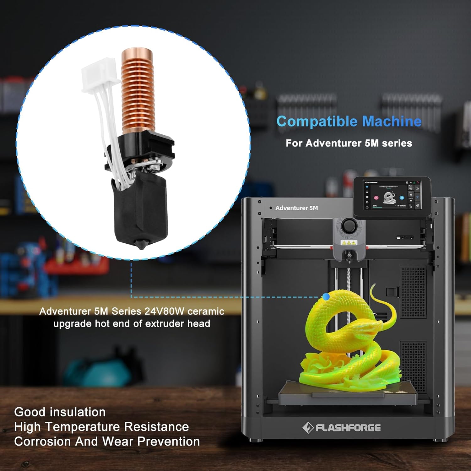 Adventurer 5M Upgrade 0.4MM Ceramic Nozzle Hotend Kit Quick - Detachable Hot End - Innocube3d