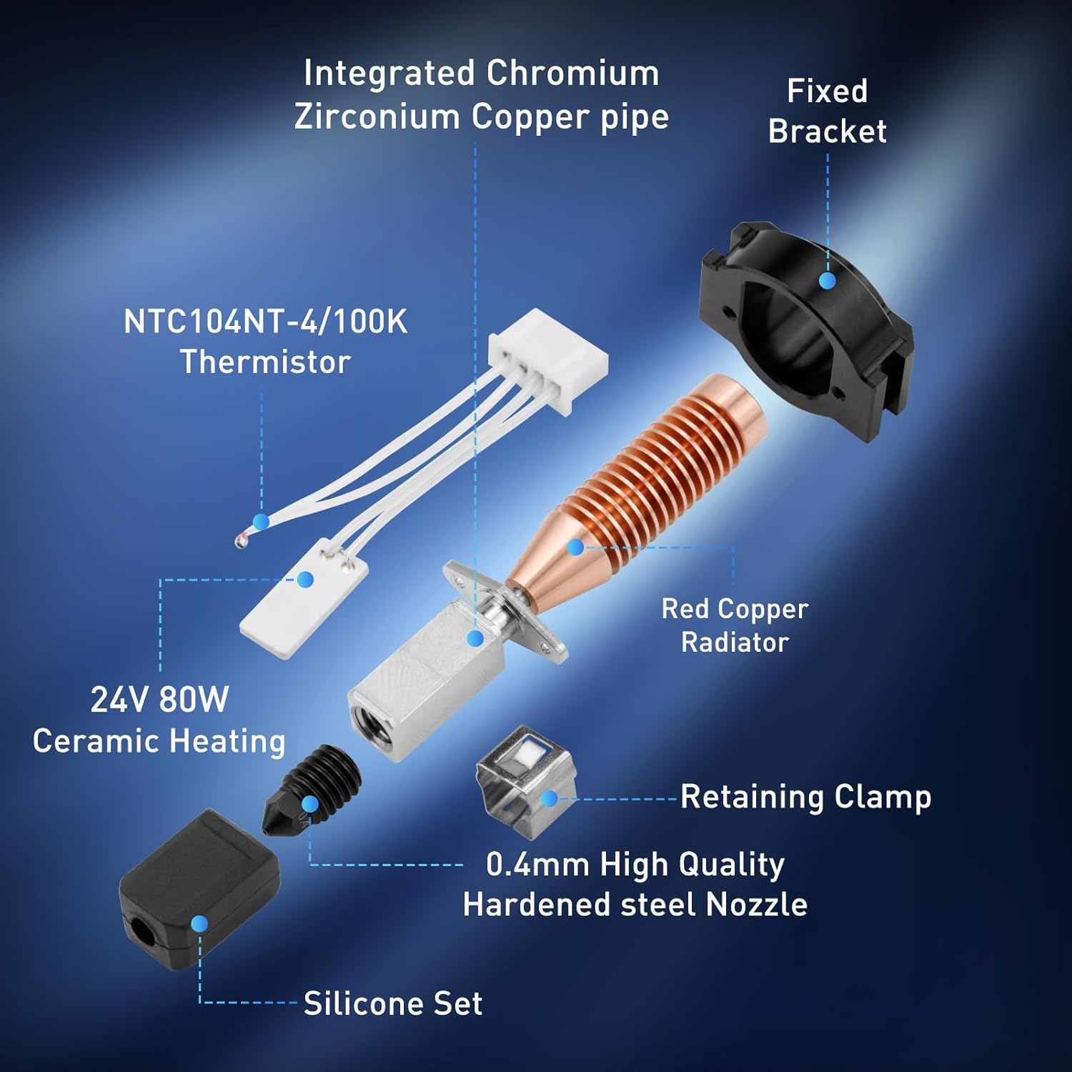 Adventurer 5M Upgrade 0.4MM Ceramic Nozzle Hotend Kit Quick - Detachable Hot End - Innocube3d