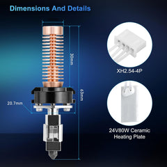 Adventurer 5M Upgrade 0.4MM Ceramic Nozzle Hotend Kit Quick - Detachable Hot End - Innocube3d