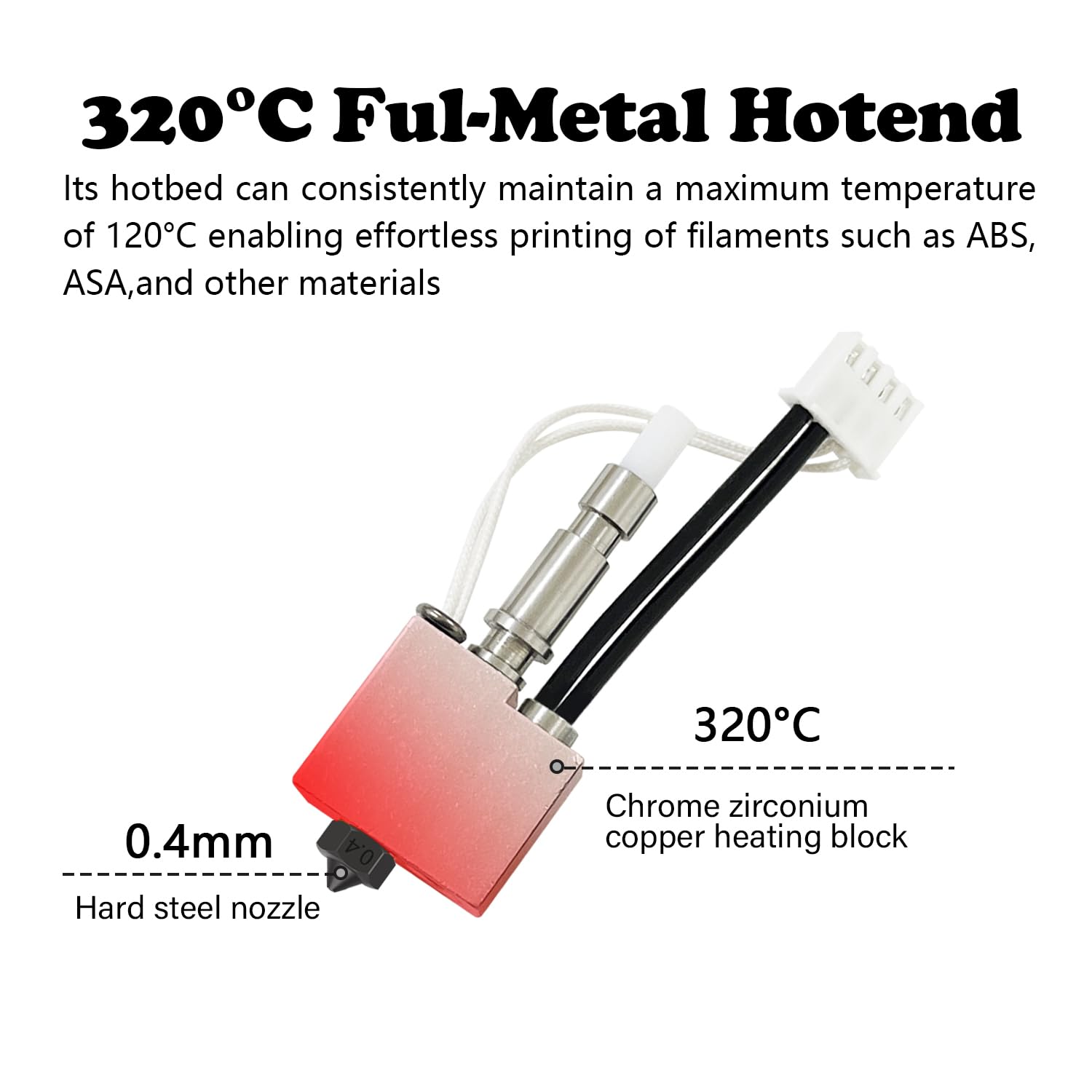 Anycubic Kobra S1 Hardened Nozzle Hotend for Kobra S1 Combo 0.4MM Stainless Steel Print Head Extruder Kit Hot End Heater Block Heating Rod with Extra 2 Pack Silicone Cover for Anycubic Kobra S1/ACE Pro - Innocube3d