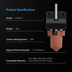 Creality K1/K1 Max/K1C Upgrade Ceramic Heating Block Hotend Kit, Unicorn Quick Swap Nozzle Kit, High Temperature Resistant, All - Metal Integrated Design Kit for K1 Series 3D Printers - Innocube3d