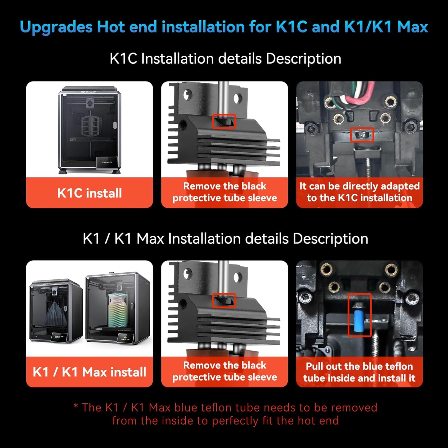 Creality K1/K1 Max/K1C Upgrade Ceramic Heating Block Hotend Kit, Unicorn Quick Swap Nozzle Kit, High Temperature Resistant, All - Metal Integrated Design Kit for K1 Series 3D Printers - Innocube3d