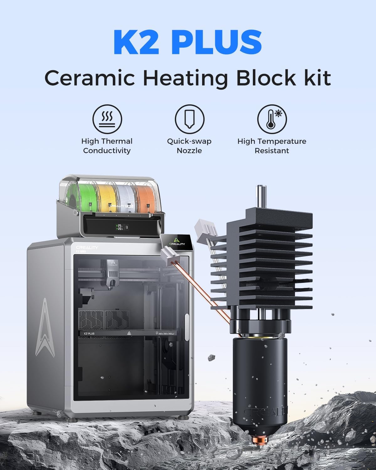 Creality K2 Plus Ceramic Heating Block Kit |Unicorn Quick Swap Nozzle All - Metal Integrated Hotend Upgrade - Innocube3d