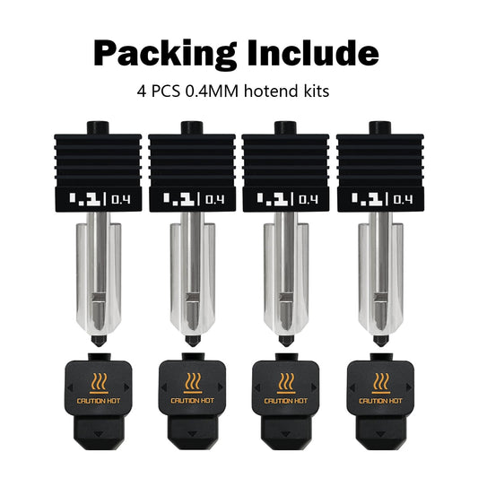 4 Pack 0.4MM H2D Combo Hotend Print Head Hot End Kit Extruder Upgrade High-Temperature Hardened Steel Nozzle Heating Rod Silicone Cover for Bambu Lab H2D Combo/A1/A1 Mini 3D Printer