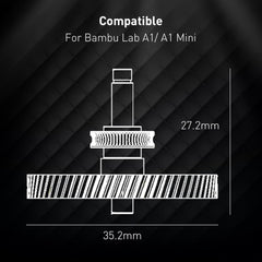 Bambu Lab A1 Mini Extruder Gear, with Aluminum Alloy Handle,A1 Mini xirbbo Extruder Gear Assembly CNC POM Nano Coated Hardened Steel for Bambu Lab A1 Mini Extrusion Head Gear 3D Printer Accessory
