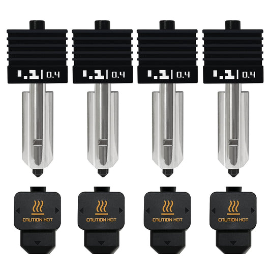 4 Pack 0.4MM H2D Combo Hotend Print Head Hot End Kit Extruder Upgrade High-Temperature Hardened Steel Nozzle Heating Rod Silicone Cover for Bambu Lab H2D Combo/A1/A1 Mini 3D Printer