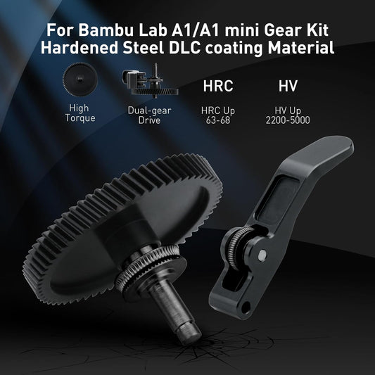 Bambu Lab A1 Mini Extruder Gear, with Aluminum Alloy Handle,A1 Mini xirbbo Extruder Gear Assembly CNC POM Nano Coated Hardened Steel for Bambu Lab A1 Mini Extrusion Head Gear 3D Printer Accessory