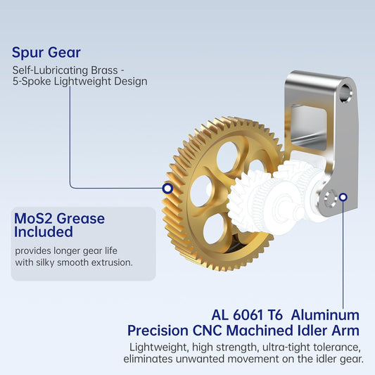Extruder Gear Assembly for Bambu-Lab X1C P1P P1S 3D Printers, Golden RNC Nano-Coated Extruder Gear, Smoother and More Even Flow, Longer Service Life