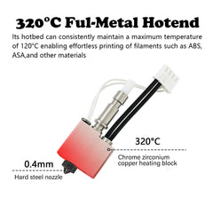 Anycubic Kobra S1 Hardened Nozzle Hotend for Kobra S1 Combo 0.4MM Stainless Steel Print Head Extruder Kit Hot End Heater Block Heating Rod with Extra 2 Pack Silicone Cover for Anycubic Kobra S1/ACE Pro - Innocube3d
