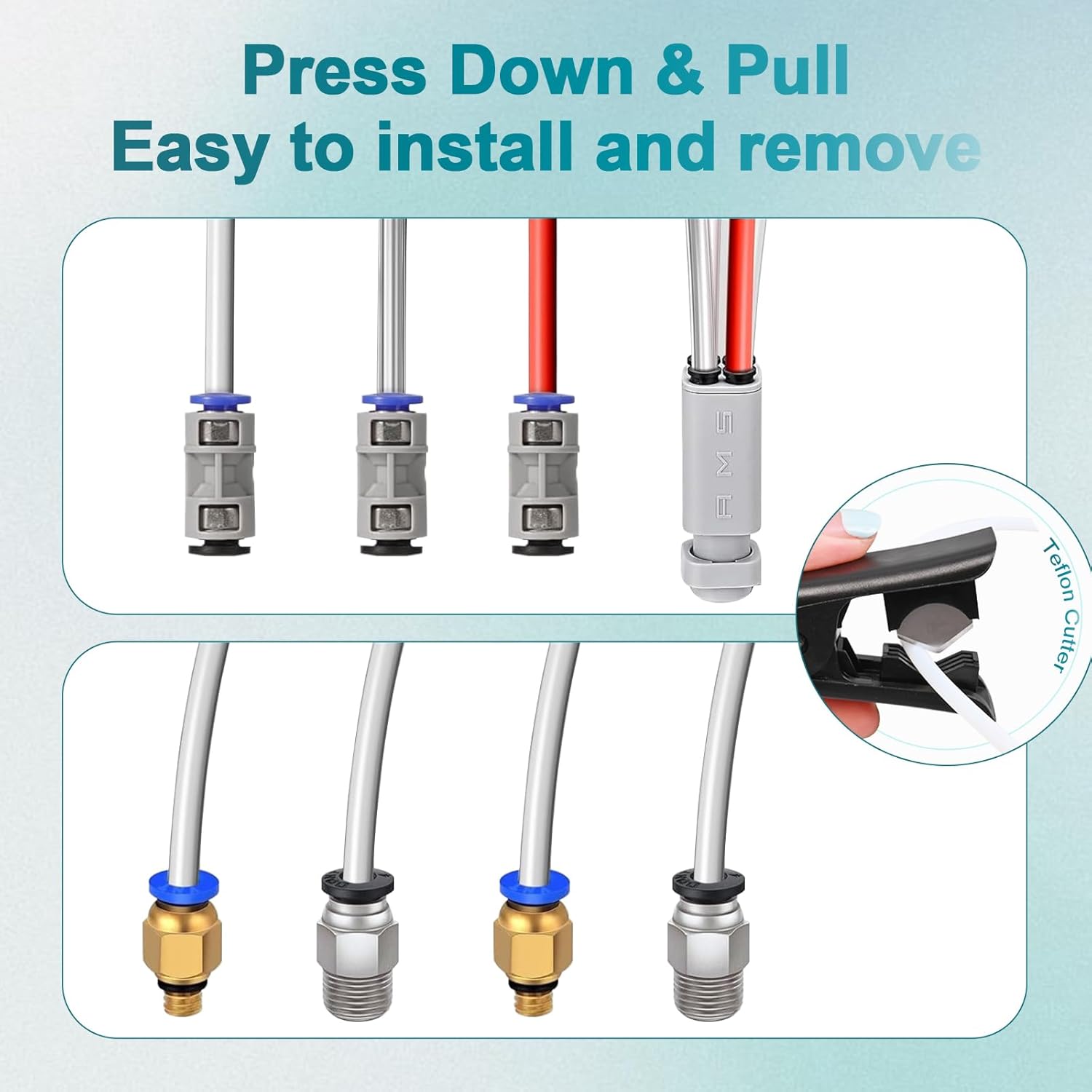 Compatible with Bambu Lab PTFE Tube 2.5mm ID×4mm OD, Length 5M/ 16.4ft, for Bambu lab AMS X1/ X1C/ P1P/ P1S/ A1/ A1 Mini, Prusa MMU3/ Direct Drive Extruder (Cream Color), with Tubing Cutter - Innocube3d